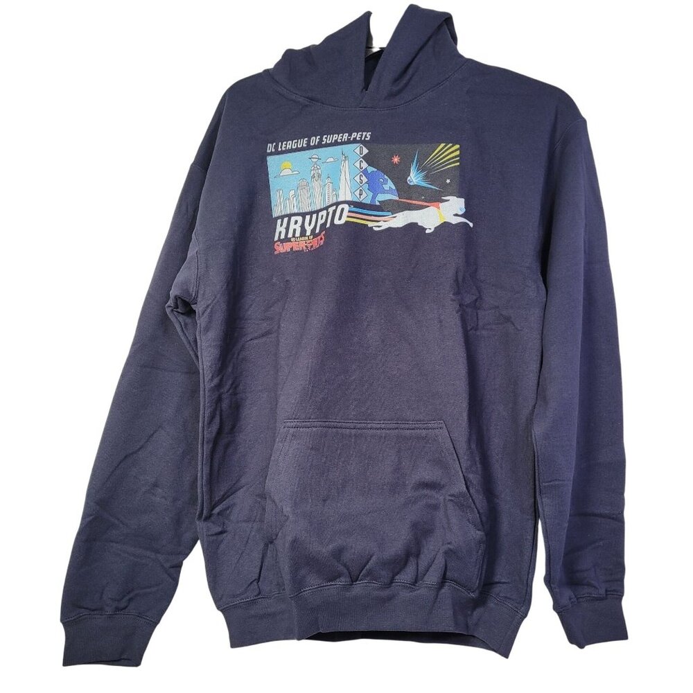 Boy's Dc Super Pets Krypto Pullover Hoodie Navy Blue X-Large